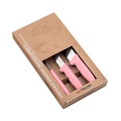 Coffret couteaux boucher professionnels rose - Fischer-Bargoin